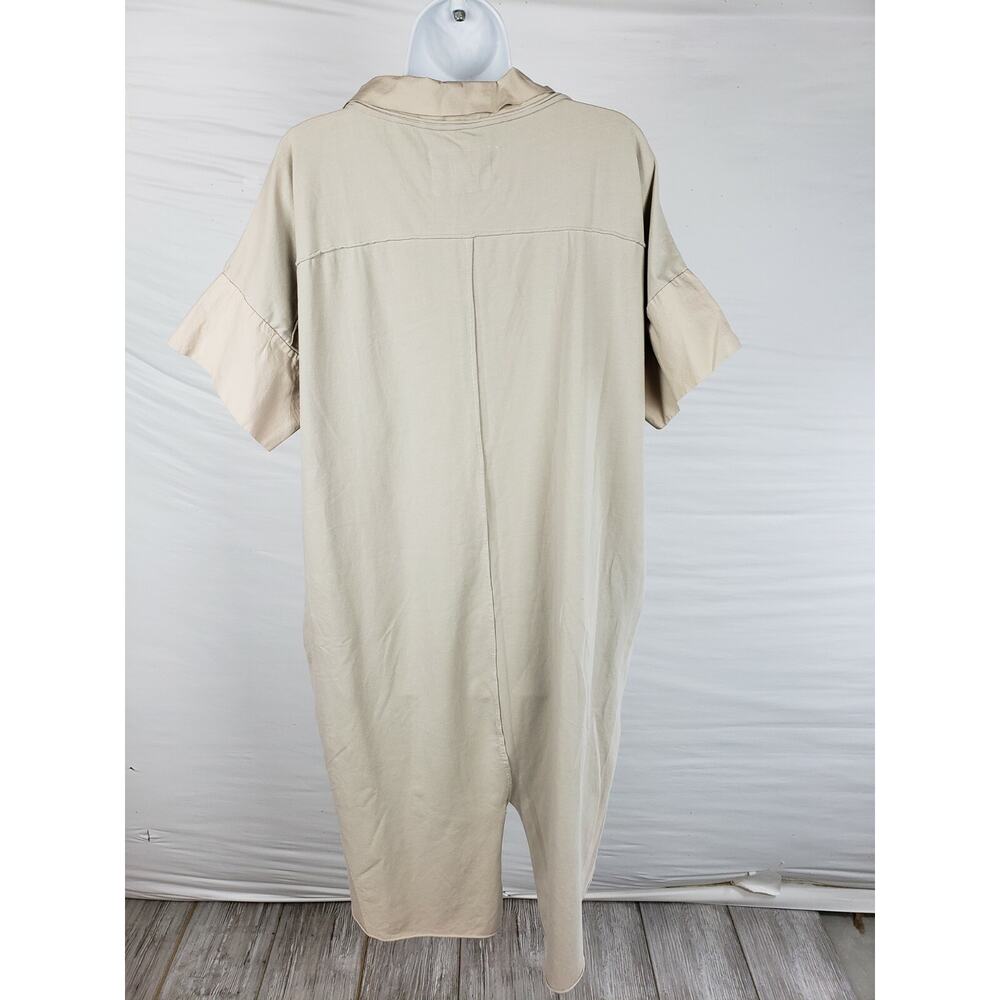 Luukaa Tan Collared Mid Sleeve‎ Dress Sizes 5 with Pockets Peaked Back - Picture 2 of 8